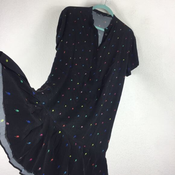 Paul Smith Ice Cream Mini Dress Medium Motif Black Pleated Rainbow Shirtdress - Picture 12 of 14